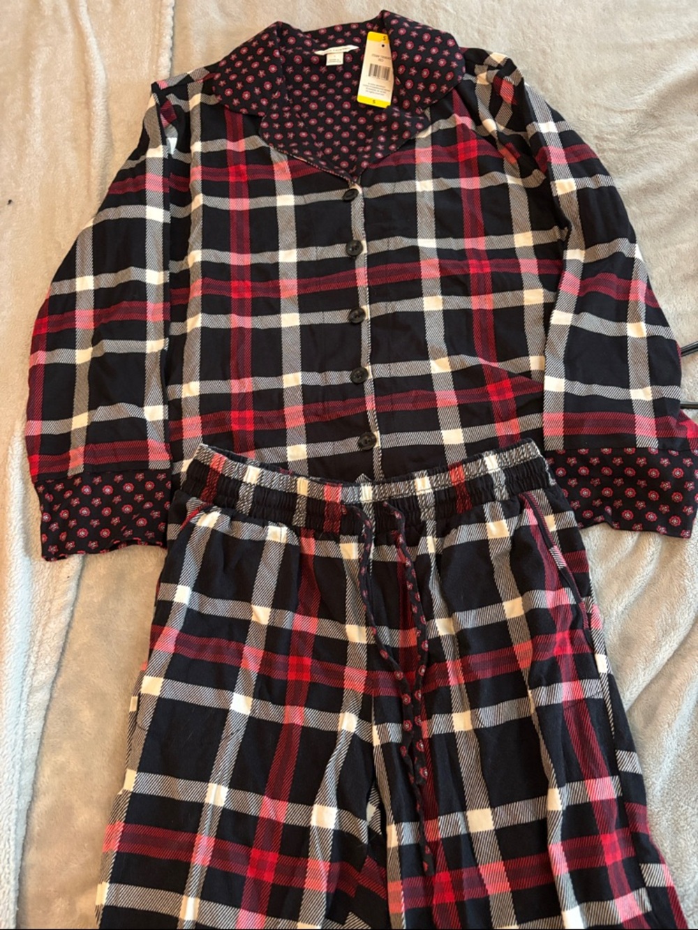 Vera Bradley Black, Red & White Plaid Kids Pajama Set